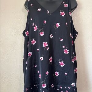 Lane Bryant Black Floral Tank Top